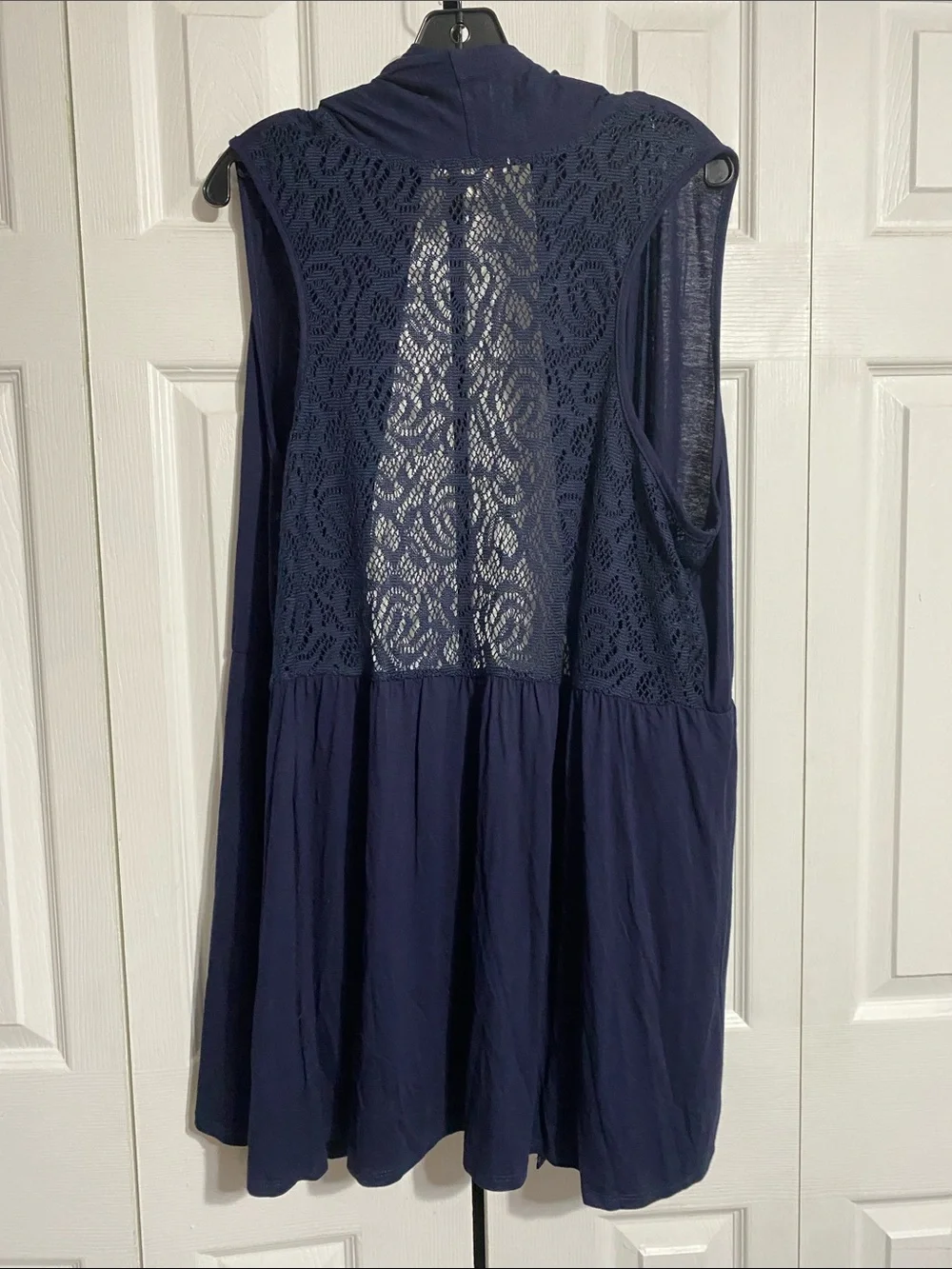 Coldwater Creek Open Front knit navy blue lightweight Cardigan top Size LARGE - Picture 4 of 9